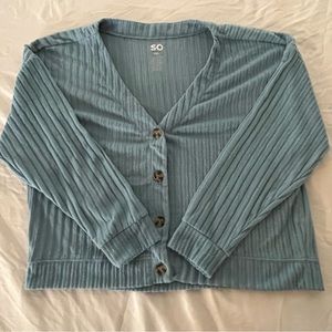 SO Cropped Cardigan Button Front - Juniors Plus XXL - Blue (NWOT)